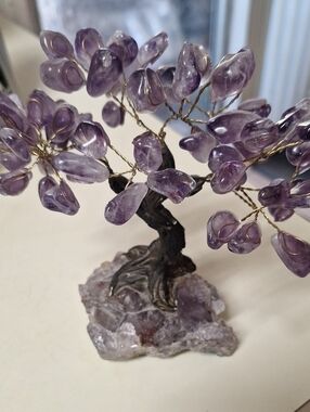 Amethyst Crystal Gem Tree On Amethyst Cluster 8" Tall